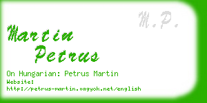 martin petrus business card